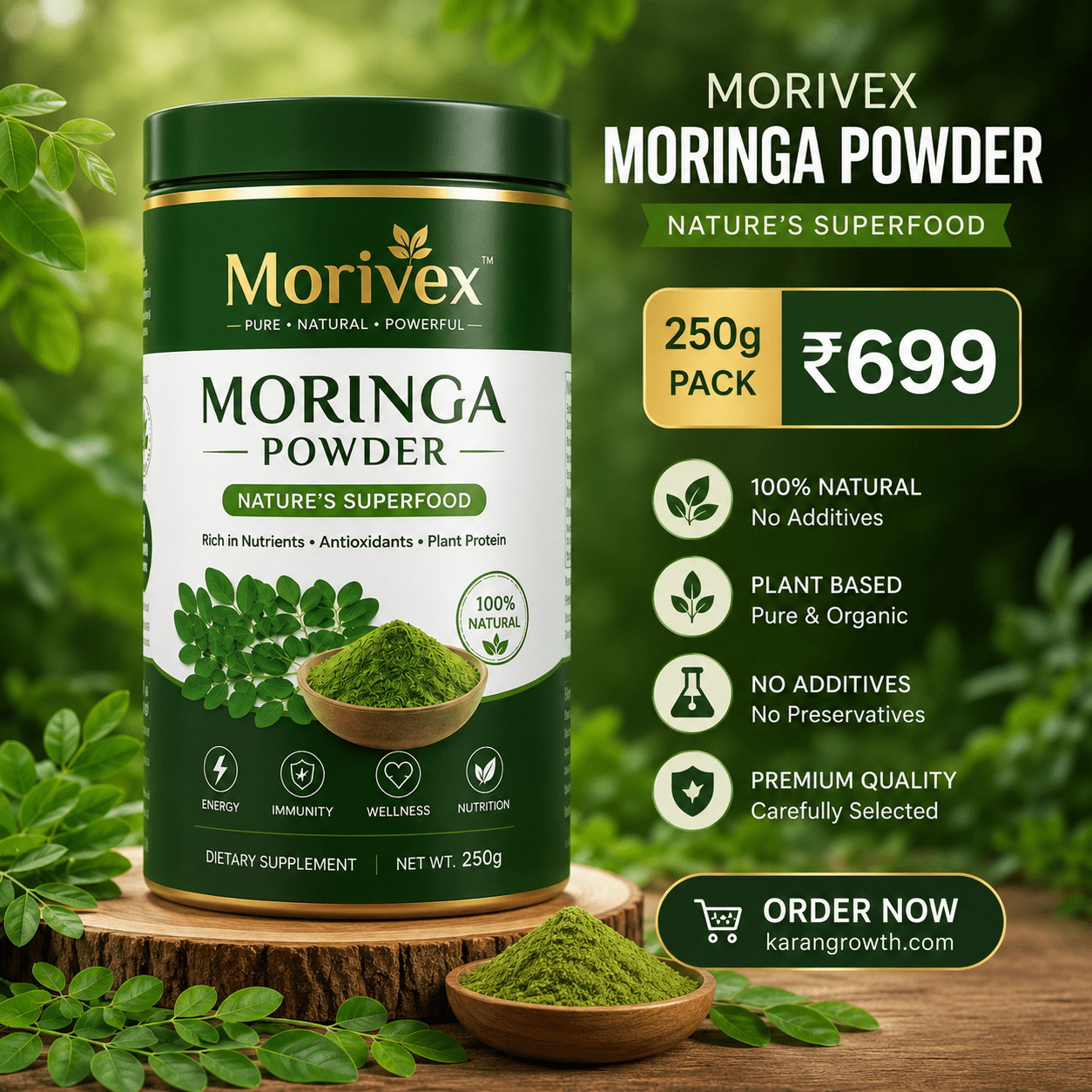 Morivex Moringa Powder 250g – Daily Nutrition in Every Spoon